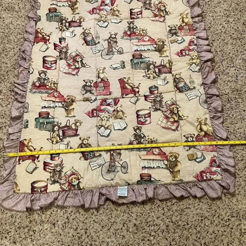VTG Lambs & Ivy Quilted Baby Crib Comforter Toddler Bed Blanket Teddy Bears